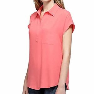 Pleione Coral Short Sleeve Blouse Size M